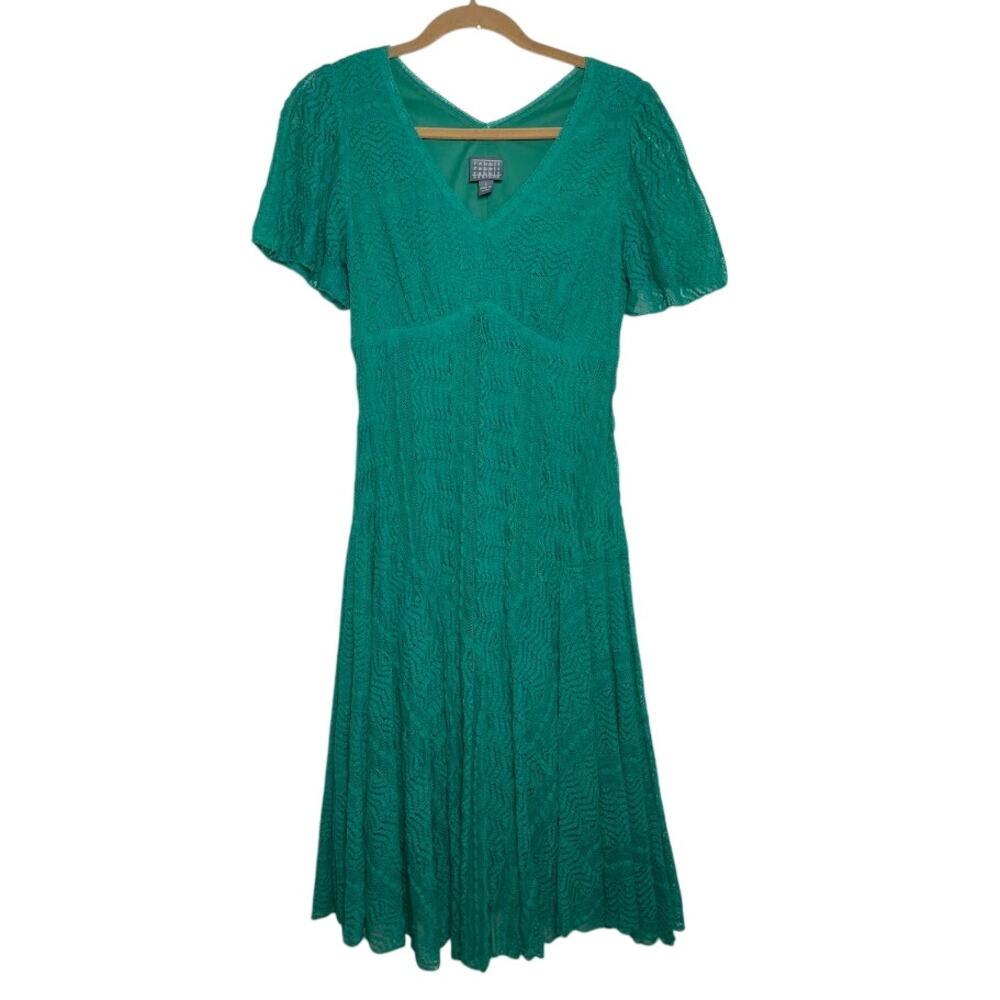 Womens Lace Flutter Sleeve Y2K Midi Dress Coquette Fairy Lorelai Gilmore Size 8